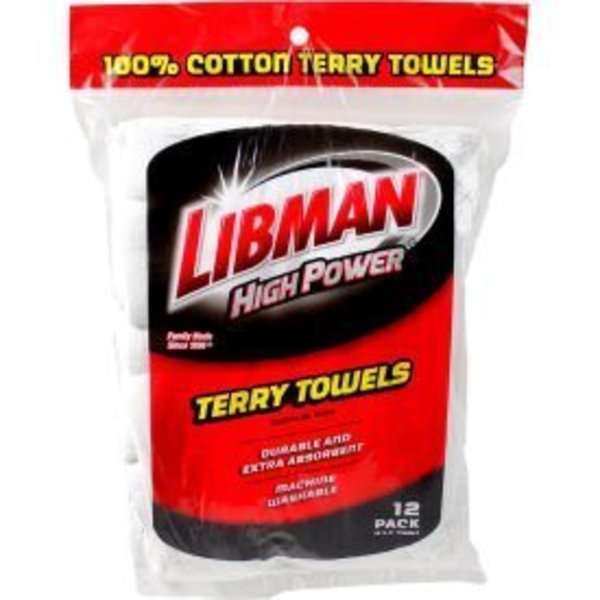 Libman Libman Commercial High Power® 100% Cotton Premium White Shop Towels, 12 Pack - 590 590